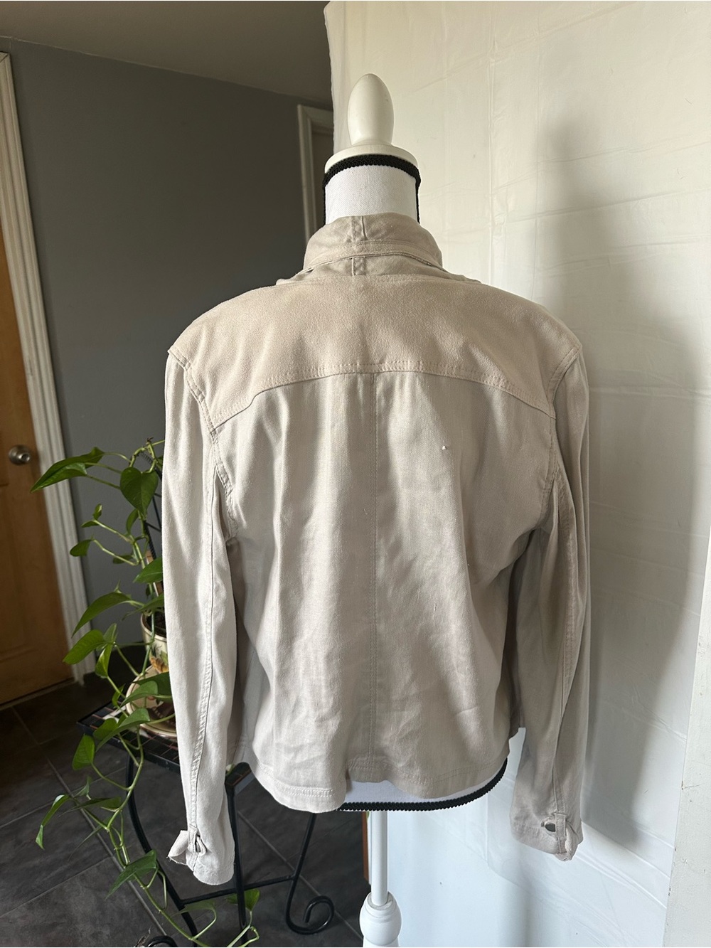 Anthropologie Draped Open-Front Blazer in Light Beige - Picture 2 of 7